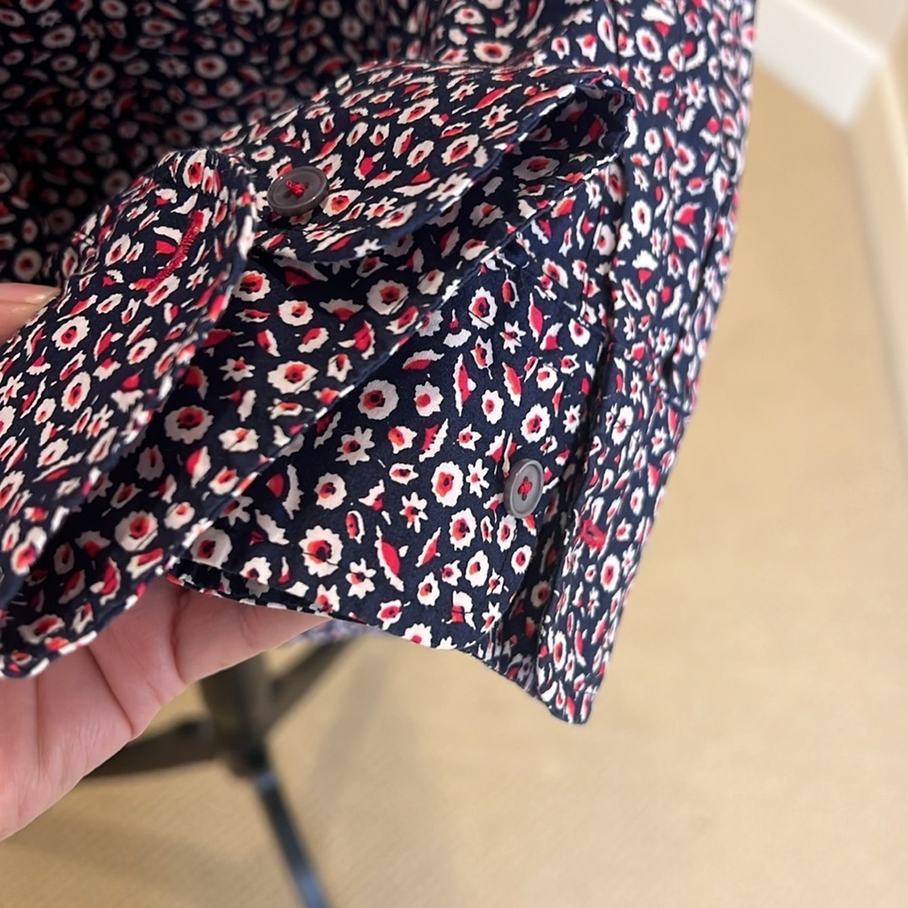 Talbots  Floral Pattern Shirt - Blue and White and Red - Picture 6 of 8
